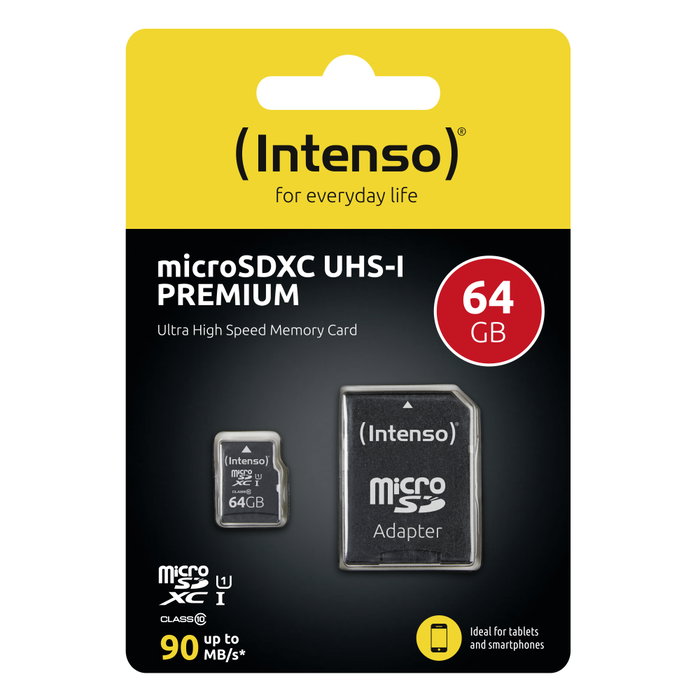 Intenso 3423490 Carte Mémoire Micro SDXC UHS-I 64 Go Classe 10 + Adaptateur Intenso 3423490 Carte Mémoire Micro SDXC UHS-I 64 Go Classe 10 + Adaptateur