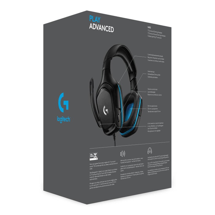 Logitech G432 Casque Gaming Noir/Bleu