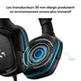 Logitech 981-000770 Casque Gaming G432 avec son surround 7.1 et micro, USB et 3.5 mm, noir et cyan