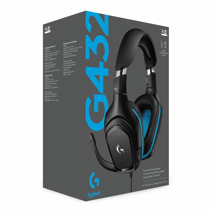 Logitech G432 Casque Gaming 7.1 Surround Bleu/Noir Logitech G432 Casque Gaming 7.1 Surround Bleu/Noir