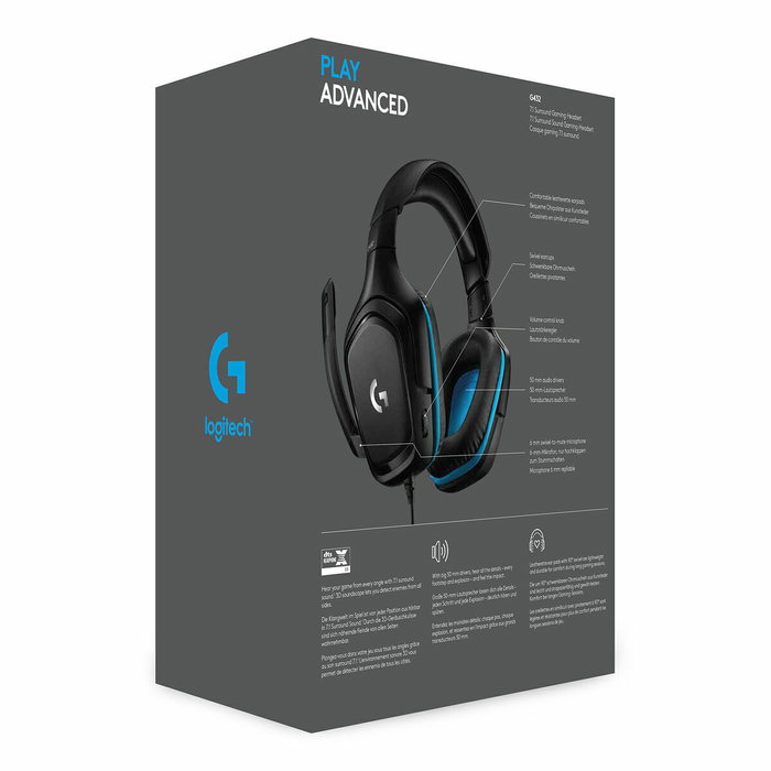 Logitech G432 Casque Gaming 7.1 Surround Bleu/Noir Logitech G432 Casque Gaming 7.1 Surround Bleu/Noir