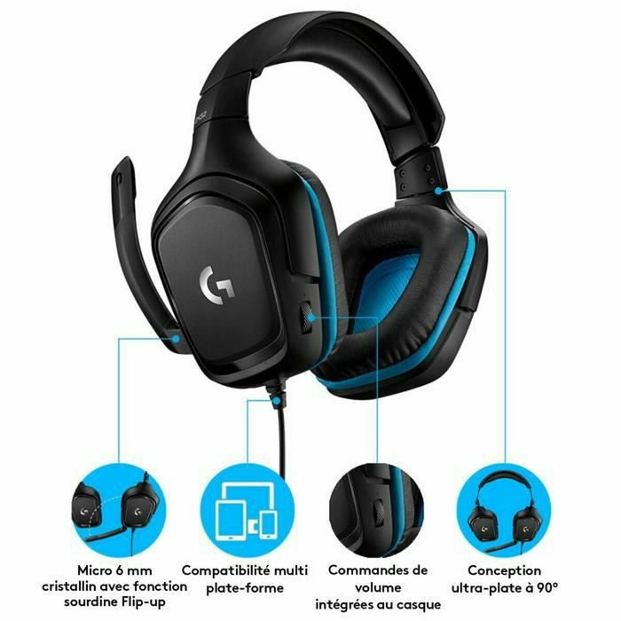 Logitech G432 Casque Gaming 7.1 Surround Bleu/Noir Logitech G432 Casque Gaming 7.1 Surround Bleu/Noir