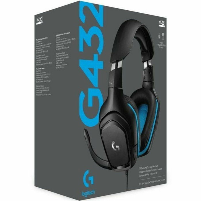 Logitech G432 Casque Gaming 7.1 Surround Bleu/Noir Logitech G432 Casque Gaming 7.1 Surround Bleu/Noir