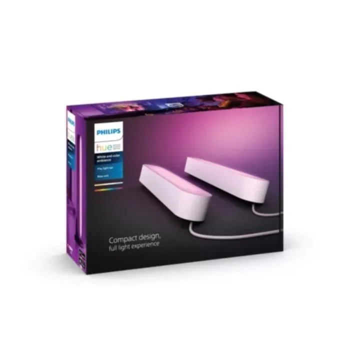 Philips Hue Play - Barre LED connectée Bluetooth - Lot de 2 - Blanc - 16 millions de couleurs - Pour ambiance et rétroéclairage TV