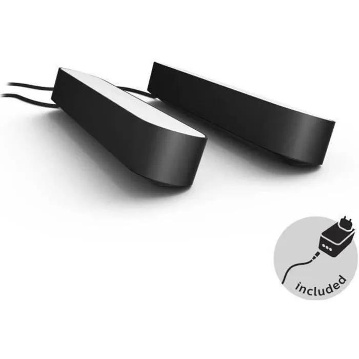 Philips Hue Hue Play - Lampe LED connectée Bluetooth, pack de 2 barres d'ambiance, compatible Alexa, Noir - Créez une ambiance avec 16 millions de couleurs Philips Hue Hue Play - Lampe LED connectée Bluetooth, pack de 2 barres d'ambiance, compatible Alexa, Noir - Créez une ambiance avec 16 millions de couleurs