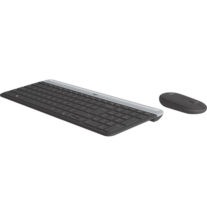 Logitech MK470 Combo Clavier et Souris Sans Fil Silencieux Compact QWERTY Espagnol Graphite