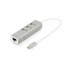 Digitus Hub USB Gris Argenté Aluminium avec Ethernet LAN