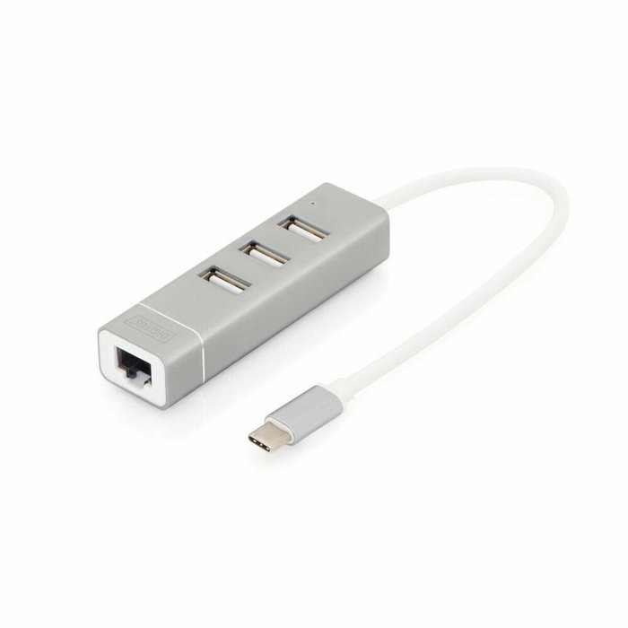 Hub USB Digitus Gris Argenté Aluminium Hub USB Digitus Gris Argenté Aluminium