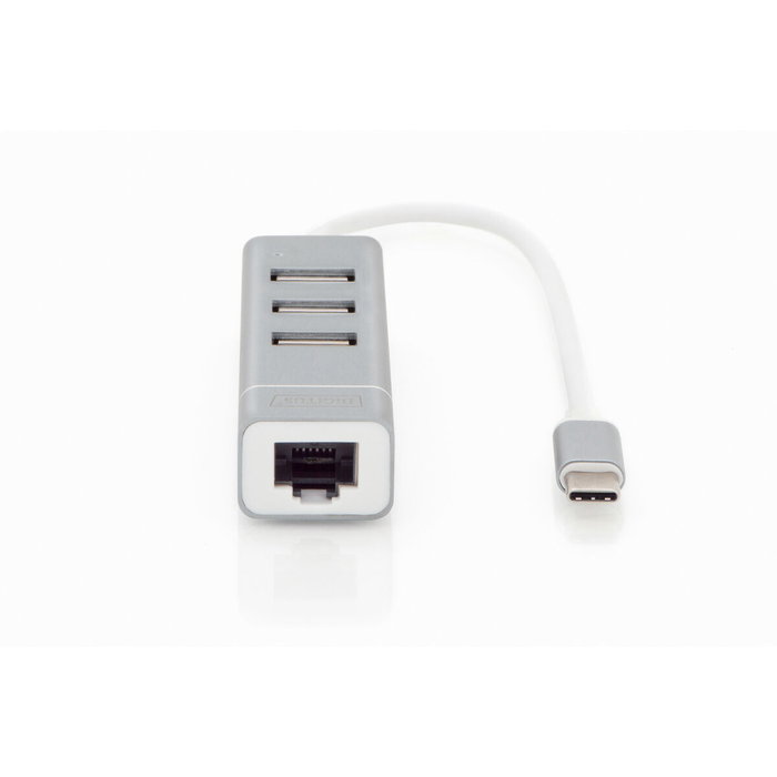 Hub USB Digitus Gris Argenté Aluminium Hub USB Digitus Gris Argenté Aluminium