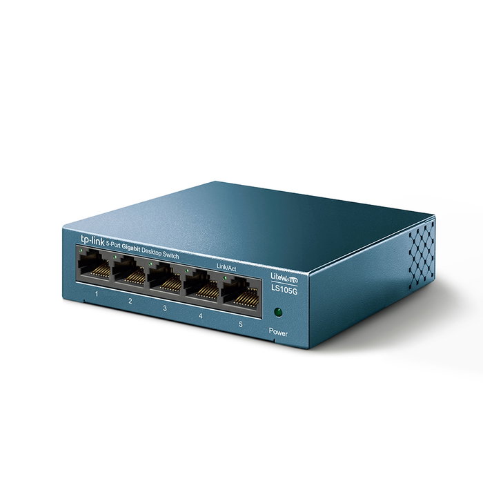 TP-Link Switch 5 Ports Gigabit 10/100/1000 Mbps, Métal, Plug and Play, QoS, Green Ethernet, Bureau/Mural