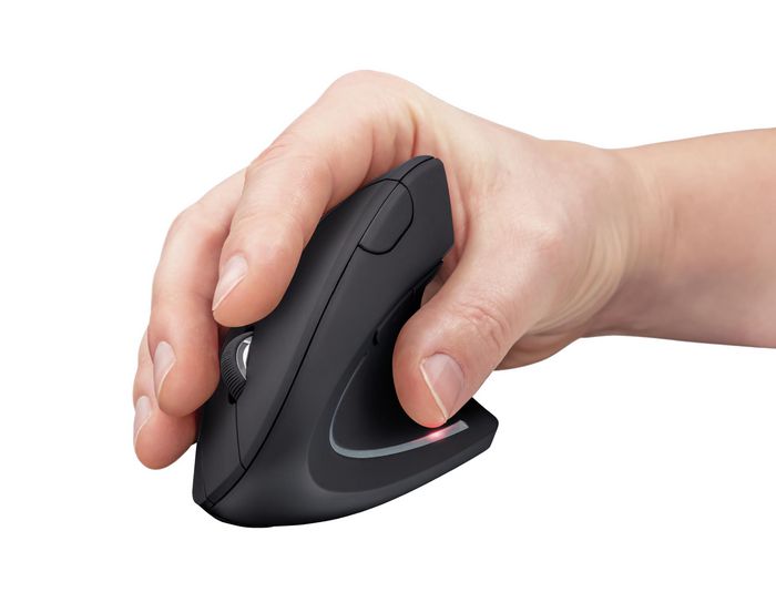 Trust - Souris sans fil ergonomique verticale avec capteur optique 1600 DPI, récepteur USB et boutons de pouce pour navigation