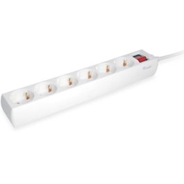 Equip Multiprise 6 Prises Type F avec Interrupteur Blanc - Longueur de Câble 1,5m - 250V - Plastique