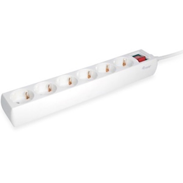 Equip Multiprise 6 Prises Type F avec Interrupteur Blanc - Longueur de Câble 1,5m - 250V - Plastique Equip Multiprise 6 Prises Type F avec Interrupteur Blanc - Longueur de Câble 1,5m - 250V - Plastique