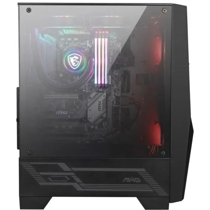MSI MAG FORGE 100M (306-7G03M21-809) - Boîtier PC ATX Noir avec verre trempé - Compatible radiateur 240 mm et refroidissement RGB