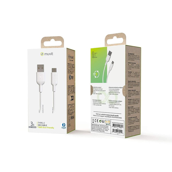 Câble USB A vers USB-C Muvit Blanc 3 m