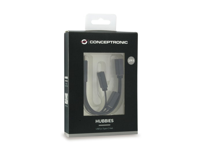 Conceptronic HUBBIES01B Hub USB Type-C 1x USB 3.0 et 2x USB 2.0