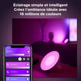 Philips Hue Lampe Bloom White & Color Ambiance - Noire - Contrôle Bluetooth, Compatible Alexa, Google Assistant, Apple Homekit