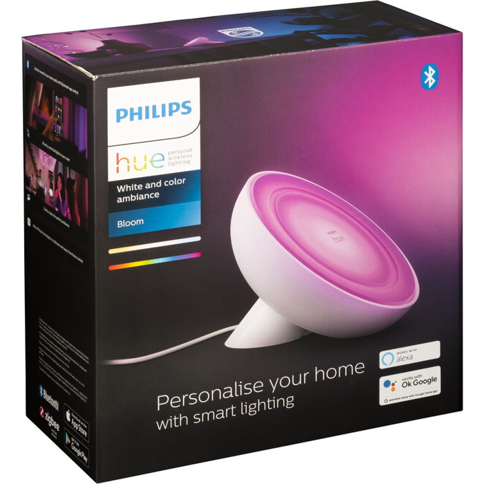 Philips Hue White & Color Ambiance Bloom, Lampe de table LED 4ème génération, Blanc