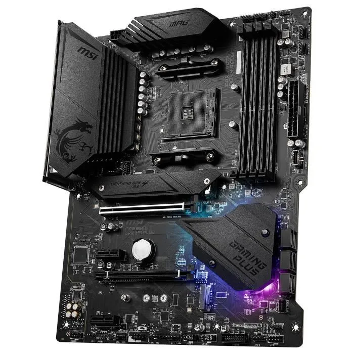 MSI MPG B550 GAMING PLUS - Carte mère AMD B550 Socket AM4, ATX, avec connecteurs USB 3.2 Gen2, HDMI, 2.5G LAN et RGB Mystic Light MSI MPG B550 GAMING PLUS - Carte mère AMD B550 Socket AM4, ATX, avec connecteurs USB 3.2 Gen2, HDMI, 2.5G LAN et RGB Mystic Light