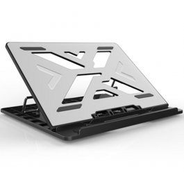 Conceptronic ERGO Support de Refroidissement pour Ordinateur Portable jusqu'à 15.6 Pouces, Base Ergonomique avec 7 Niveaux de Hauteur, Aluminium, Antidérapant, Charge Max 50kg