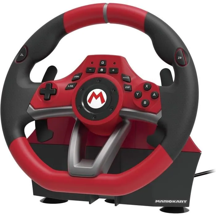 Hori Volant de course Mario Kart Racing Wheel Pro Deluxe pour Nintendo Switch et PC - Pédales incluses - Rouge