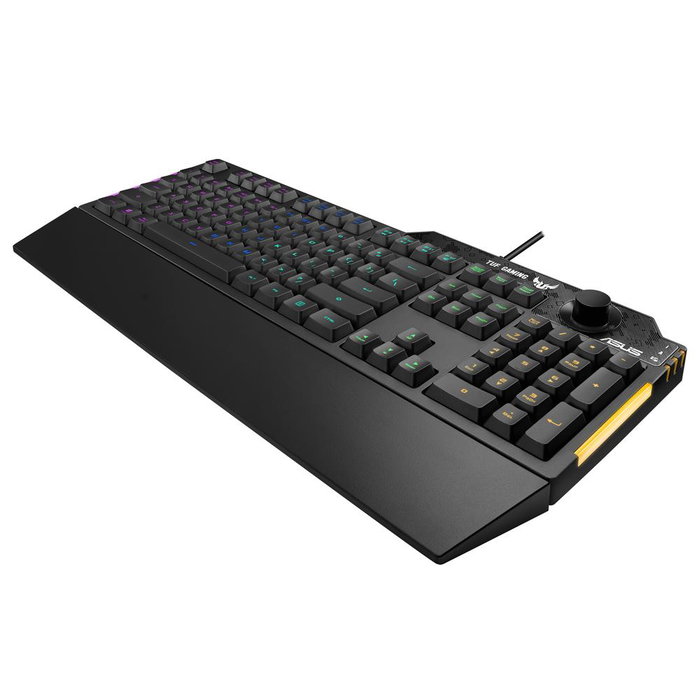 Asus TUF Gaming K1 Teclado Gaming RGB QWERTY - Interrupteurs silencieux, 19 NKRO, rétroéclairage RGB 5 zones, repose-poignet