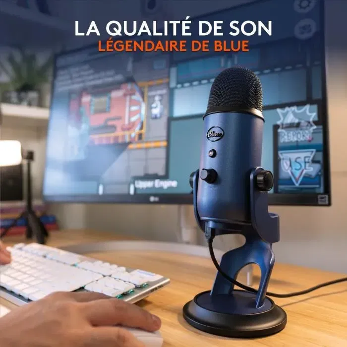 Logitech G Microphone USB sans fil Yeti bleu, avec effets vocaux Blue VO!CE pour podcast, streaming et musique, compatible PC et Mac