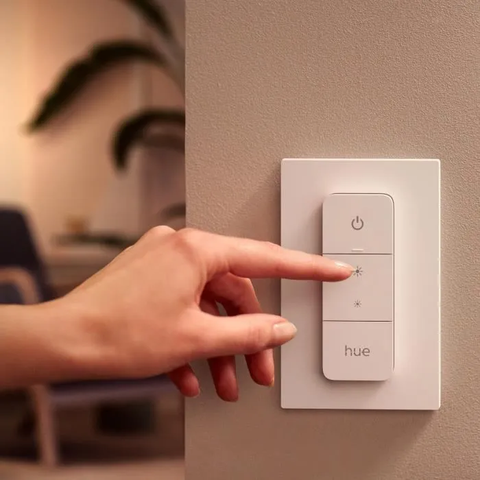 Philips Hue Dim Switch - Variateur de lumière portable et télécommande pour lampes connectées, réglage de luminosité, blanc