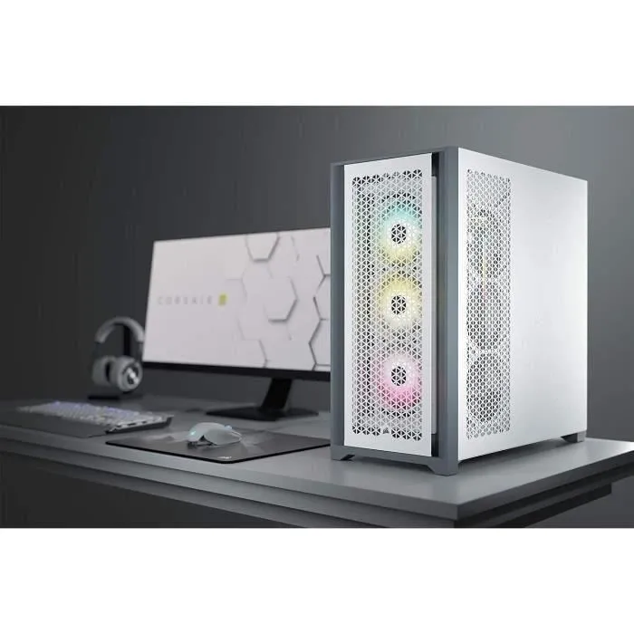 Corsair CC-9011211-WW Boîtier PC Moyen Tour 5000D Airflow ATX Blanc avec Panneau Latéral en Verre Trempé et Refroidissement Optimal