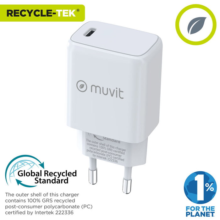 Chargeur mural Muvit MCACC0012 Blanc Noir 20 W
