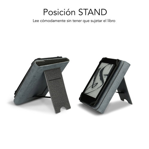Subblim Clever Funda Ebook Stand Case Universelle pour eReader 6 Pouces avec Support de Table, Gris