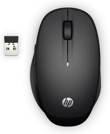 HP Souris sans fil Double Mode 300 Noire - Bluetooth et 2.4 GHz, Commutation facile entre deux ordinateurs