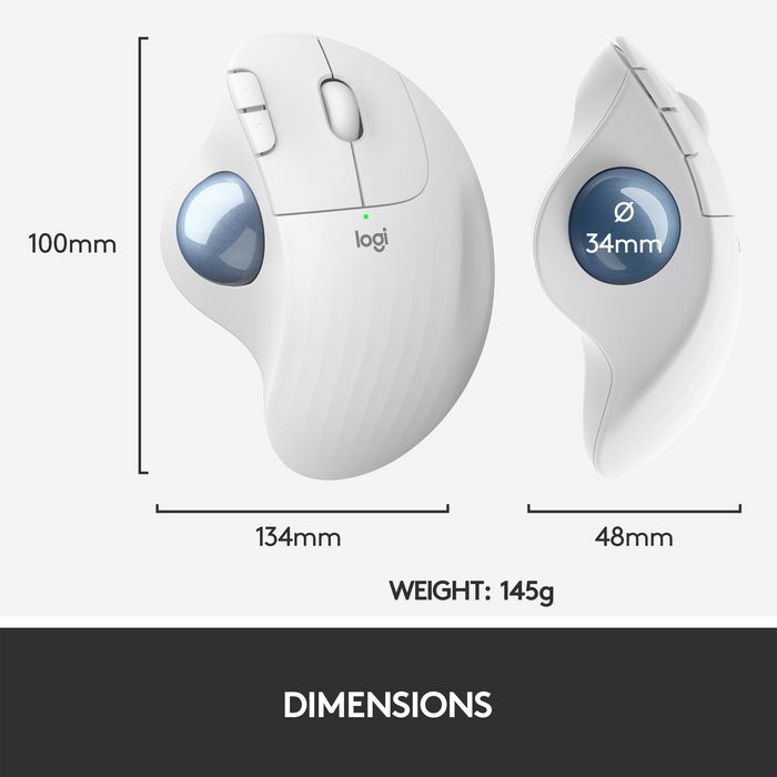 Logitech ERGO M575 Trackball sans fil, Blanc cassé
