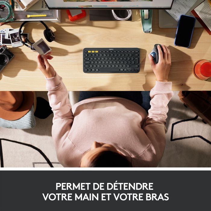 Logitech ERGO M575 - Trackball sans fil ergonomique - Bluetooth et USB - 5 boutons et molette - Contrôle au pouce - 400-2000 DPI