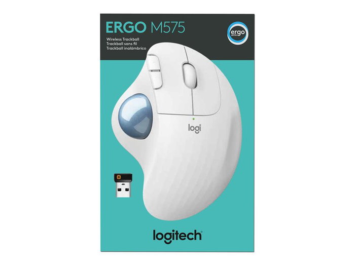 Logitech Souris ergonomique Trackball M575 Bluetooth sans fil blanc