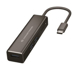 Conceptronic Hub USB Type-C DONN08B avec 3 ports et lecteurs de cartes, Noir