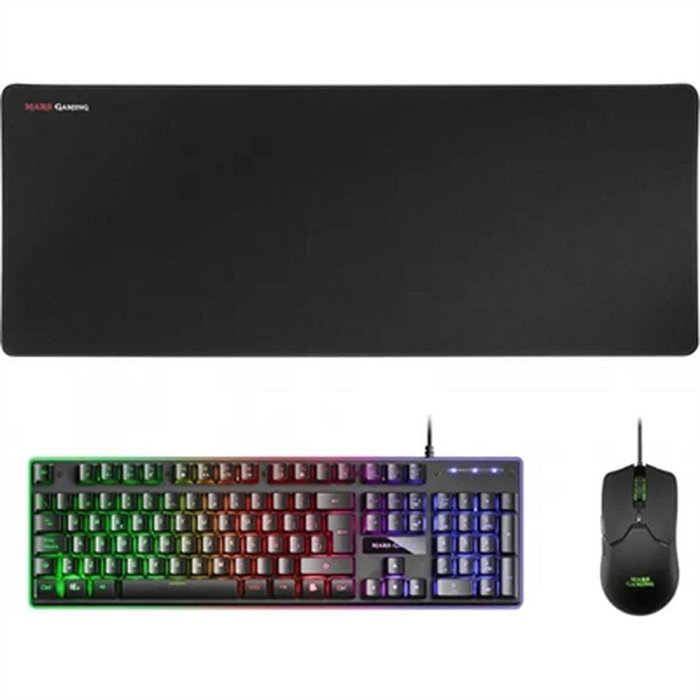 Clavier et Souris Gaming Mars Gaming MCPXBES Noir Espagnol Qwerty