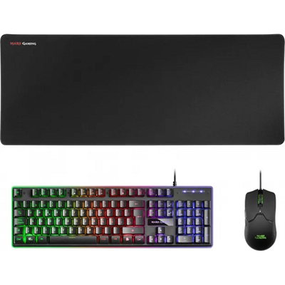 Mars Gaming MCPXBES Kit Clavier + Souris H-Mech RGB Noir Combo 3-en-1 Clavier Espagnol USB Mars Gaming MCPXBES Kit Clavier + Souris H-Mech RGB Noir Combo 3-en-1 Clavier Espagnol USB