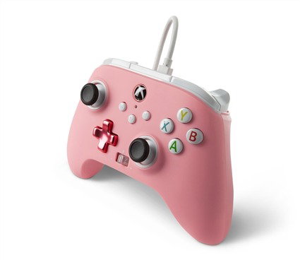PowerA Mando Con Cable Amélioré pour Xbox Series X/S - Manette Filaire Rose (1518815-02) - Licence Officielle, Boutons Assignables, Double Vibration