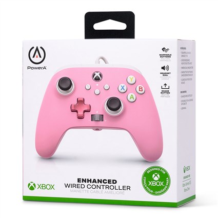 PowerA Mando Con Cable Amélioré pour Xbox Series X/S - Manette Filaire Rose (1518815-02) - Licence Officielle, Boutons Assignables, Double Vibration