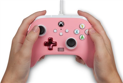 PowerA Mando Con Cable Amélioré pour Xbox Series X/S - Manette Filaire Rose (1518815-02) - Licence Officielle, Boutons Assignables, Double Vibration