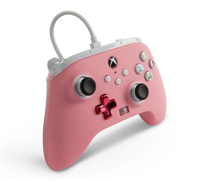 PowerA Mando Con Cable Amélioré pour Xbox Series X/S - Manette Filaire Rose (1518815-02) - Licence Officielle, Boutons Assignables, Double Vibration