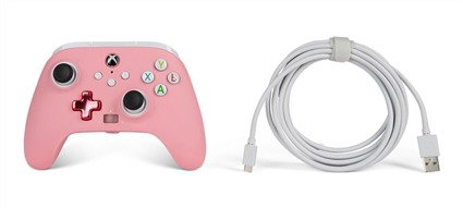 PowerA Mando Con Cable Amélioré pour Xbox Series X/S - Manette Filaire Rose (1518815-02) - Licence Officielle, Boutons Assignables, Double Vibration