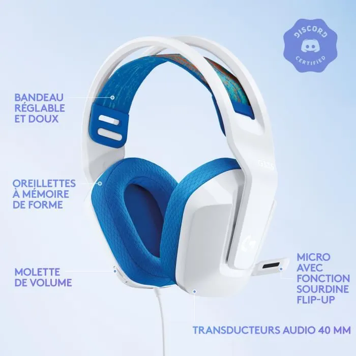Logitech G G335 Casque Gamer Filaire Blanc - Compatible PS5, PS4, Xbox, Switch et PC Logitech G G335 Casque Gamer Filaire Blanc - Compatible PS5, PS4, Xbox, Switch et PC