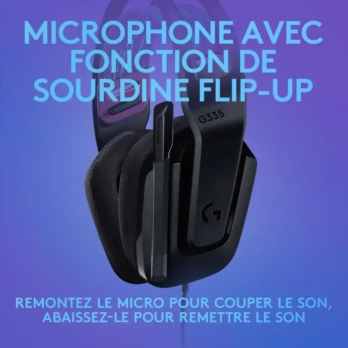 Logitech G Casque Gamer Filaire G335, Noir - Compatible PC, PS5, PS4, Xbox, Switch - Léger 240g, Design à Suspension Confortable