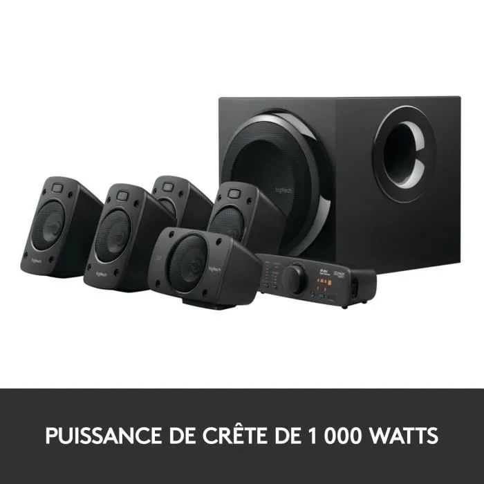 Logitech Z906 (980-000468) Système de haut-parleurs 5.1 surround, 500 watts RMS, connectivité Dolby Digital et DTS, Noir