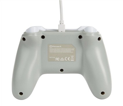 PowerA Mando con cable 1517033-01 pour Nintendo Switch - Manette filaire officielle blanche mate avec cable USB amovible (non compatible Switch Lite)