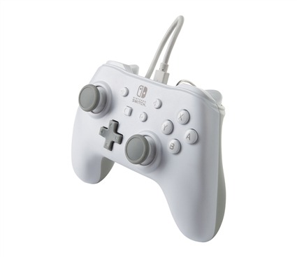 PowerA Mando con cable 1517033-01 pour Nintendo Switch - Manette filaire officielle blanche mate avec cable USB amovible (non compatible Switch Lite)