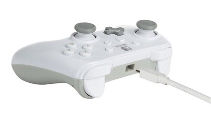 PowerA Mando con cable 1517033-01 pour Nintendo Switch - Manette filaire officielle blanche mate avec cable USB amovible (non compatible Switch Lite)