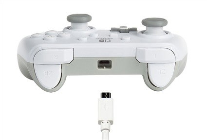 PowerA Mando con cable 1517033-01 pour Nintendo Switch - Manette filaire officielle blanche mate avec cable USB amovible (non compatible Switch Lite)